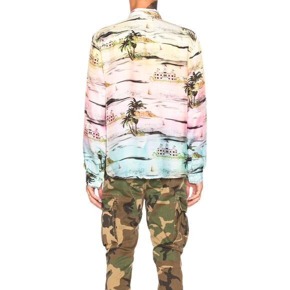 AMIRI Beverly Hills Hawaiian Long Sleeve Shirt Silk Rainbow Sz M {Q39} - Picture 3 of 8